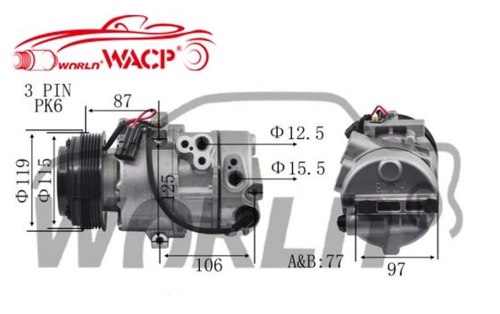 ACP1550000S Kompresor AC samochodowy dla Kia K3 dla Sportage DW16 6PK WXKA025